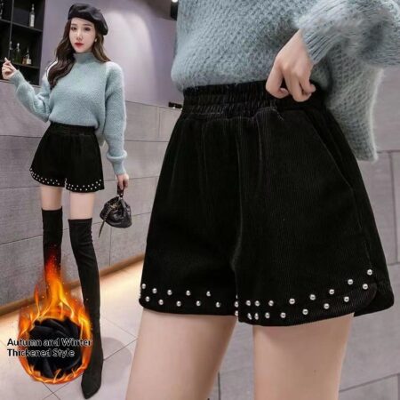 Womens High-Waisted Plus-Size Casual Wide-Leg Pants Loose Shorts