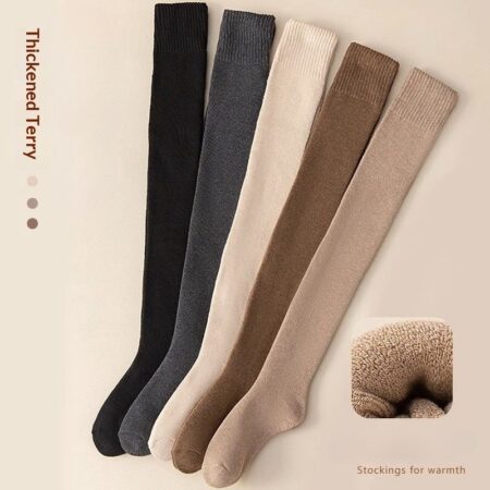 Womens Winter Fleece-lined Extra-thick Over-the-knee Thermal Socks