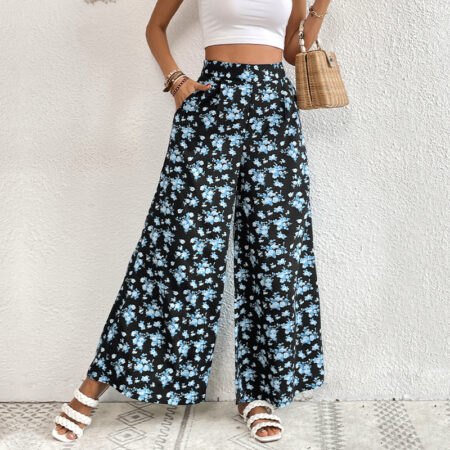Womens Stylish Casual Printed Wide-leg Pants